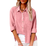Autumn Pocket Split Linen Long-sleeved