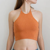Spring And Summer New Neck Strap Knitted Vest Women Solid Sleeveless Line Open Umbilly Back