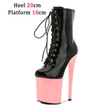 Custom Colors 8 Inch High Heel Platform Pole Dancing Ankle Boots Women Shoes Sexy High 17 20 CM Nightclub Zipper Lace-up
