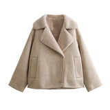And Autumn Women's Fashion Temperament Collar Hot Double-Sided Jacket Pocket Coat D1