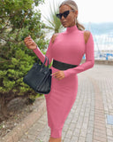 Bandage Dress 2022 Autumn Winter Long Sleeve Bandage Dress Bodycon Women Hot Pink Sexy Party Dress Evening Club