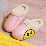 FUNKY 2021 Winter Women's Shoes EVA Faux Fur Non-slip Sole Fleece Sock Smiley Face Slipper Shoes For Women Couple