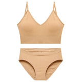 Sexy Seamless Tops Set Low-waist Panties Women Wireless Underwear Suit Soft Padded Bras Set Backless Bralette