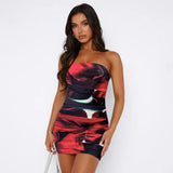 Zingj Women's Summer 2024 New Sexy Wipe Breast Print Package Hip Skirt Fashion Show Thin Dress Women's