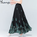 Size High Waist Chiffon Women Midi Skirts 2020 Summer Autumn Office Lady Casual Floral Print Female Skirt Maxi Beach