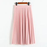 and Autumn New Fashion Women's High Waist Pleated Solid Color Half Length Elastic Skirt Promotions Lady Black