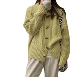 Waxy Twist Turtleneck Cardigan Women's Autumn And Winter New Korean Style Lazy Breeze Loose High Sense Knitted