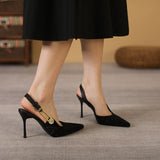 Standing Not Tired Elegant Fashion Shoes Women 2025 Summer Retro Pure Color High Heels Outside Wearing Skirts And Anti-Slip