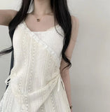 Tully lace side shirring layered bustier BlouseOutfit