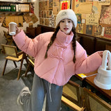 Chinese Wind Plate Buckle Cotton-Padded Clothes Female Short Style 2024 Winter New Fashion Standing Collar Retro And Thickened College Style Coat-Outfit