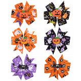 inchs Halloween Decoration Grosgrain Ribbon Hair Bows For Baby Girls Ghost Pumpkin Pinwheel Hair Clips Hair