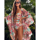 Print Swimsuit Beach Cover Up Tunics for Beach Long Kaftan Bikini Cover Up Robe De Plage Sarong Beach Swimsuit