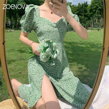 2022 Summer Women’s Dresses Floral A-Line Dress Sweet Elegant Femme V-neck Short Dress for Lady Chic Flowers Mini