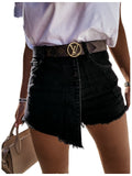 Women's Straight Breasted Denim Shorts High Waist Button Fly Shorts Skirts