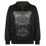 Front Zip Printed HoodieOutfit