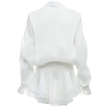 Shirt Lose Long Sleeve Frill Micro Mini Dress-Outfit