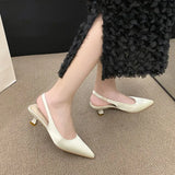 Zingj Women 2023 New Women's Shoes Summer Korean Version Pointed Baotou Heel Elastic Set Foot Fashion Sandals Women-Outfit