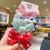 Pcs/set Cotton Dot Printed Hair Clips For Cute Girls Plaid Bowknots Boutique Barrettes Kids Hair Accessories Hairpins 2020