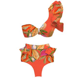 Women Floral 2021 Push-Up Padded Bra Ruffles Bandage Bikini Set Swimsuit Swimwear Bathing Suit Beachwear