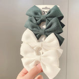 Solid Colors Cotton Hair Bows With Clip For Cute Girls Hair Clips Handmade Hairpins Barrettes Kids Hair