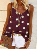 2021 Summer New Fashion Sexy Spaghetti Straps Women's T Shirt Casual Loose Solid Daisy Print Ladies Sling T Shirts