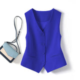 Zingj Vest Female Small Vest 2024 Spring And Autumn New Slim Outside Fold Wear Women's Vest Blue Short Horse