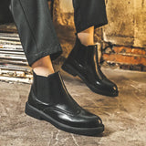 Zingj Boots Men British Style Low Pipe Short Boots Men Brock Business Martin Shoe