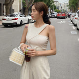 2021 O Neck Summer Knit Top Sleeveless Women Sexy Basic T Shirt White Off Shoulder Ribbed Black Tank Top