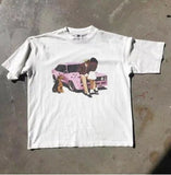 Version Simple Minority Design Cartoon Long Printed Cotton T-Shirt Men's Hip-Hop Harajuku Y2k Loose Couple Blouse 211-0-Outfit