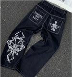 Zingj Wide-Legged Jeans Street Hip-Hop Personality Y2K Straight Casual Pants 211-0-Outfit
