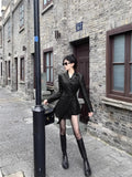 Sweet Hot Girl Versatile Leather Coat Women's Winter Long Sleeve Casual PU Leather Lace-up Trench Jacket Female