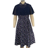 Cape Vintage Gothic Flare Dress Women 50s 60s 2pcs Turn Down Collar Elegant Party Wear Summer A Line Midi Swing