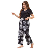 Zingj Size Pajamas Female Spring Autumn Loose Short-Sleeved Trousers Home Suit