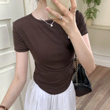 Sense, Shoulder Slimming, Slim, Short-Sleeved T-Shirt Women's Summer 2024 New Fashionable And Fashionable Short-Style