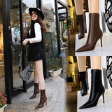 Zingj Winter Fashion Simple Thin Heel High Heel Pointed Head Sexy Nightclub Show Thin Short Boots Women Thin