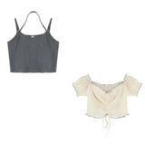 Women Summer Korean Style Sweet Fashion Streetwear Slim All-match Holiday Comfortable Cropped Party Girls Kawaii