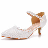 Cm Thin Heel Pointed Sandals In Low Heel Mary Jane Sandals White Lace Wedding Shoes Wedding