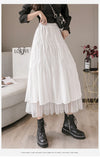 Women Winter Tulle Long Skirt High Waist Ruffles White Pleated Skirts Gothic Black Jupe Femme Skirt Saia Midi Faldas