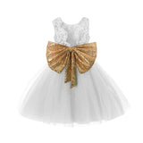 Color Princess Party Dress For Girls Big Bowknot 1 Year Old Birthday Costume Luxury Shining Sequined Girl Frocks