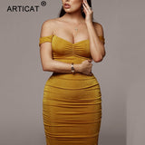 Off Shoulder Strapless Sexy Party Dress Women Sleeveless Backless Bodycon Long Ruched Summer Dress Black Casual