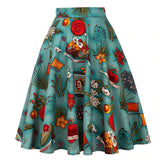 Women's Runway Cotton Retro Vintage Skirt Black Faldas High Waist A Line Rockabilly Jupe 50s Swing Umbrella Skirts Pin Up