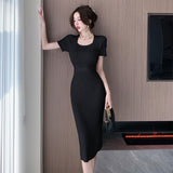 Zingj Style Design Short-Sleeved Knitted Dress For Women In Summer, A New High-End Dress With Thin Waist And