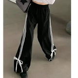 Black Striped Bow Cargo Pants- Outfit