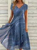 Long Sleeve Loose Pullover Dress Vintage Printed Women Buttoned Shirt Dress 2022 Summer Lady O-Neck Casual Maxi