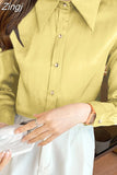 Silk Women Shirts Satin Blouses Women Long Sleeve Shirts Tops Woman Silk Shirt Tops Woman Peter Pan Collar Satin