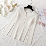 2021 Autumn Winter Button V Neck Sweater Women Basic Slim Pullover Women Sweaters And Pullovers Knit Jumper Ladies