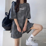 Women Shorts Matching Set Casual Loose Short Sleeve Clothing Female Print Tops Elastic Waist Pant 2 Piece Suit