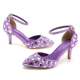 Cm Large-Size Sandals Fine Heel Head Water Drill High Heel Sandals Gold Water Drill High Heels Wedding