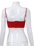 Red Heart Cut Out Rhinestone Strap Crop Top-Outfit