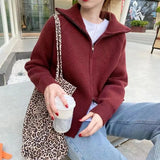 Women's Coat Spring And Autumn Lazy Style 2024 New Knitted Cardigan Zipper Korean Version Of The Internet Celebrity Loose And